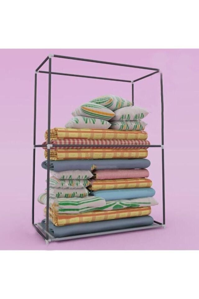 Özel Tasarım Güçlendirilmiş Çelik Yapım Yorgan Hurcu Yüklük Saklama Dolabı Gri Renk Bez Dolap