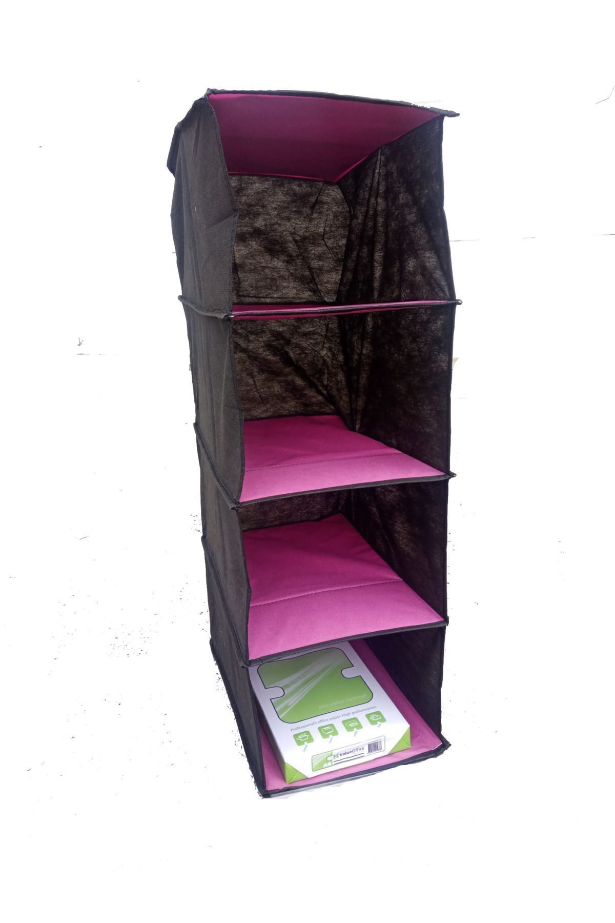 4 Bölmeli Bez Dolap Organizeri Dolap Düzenleyici Pembe