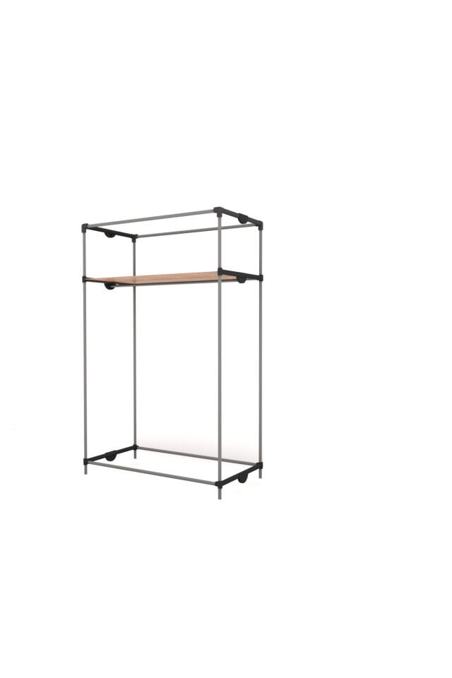 Plastik Raflı Çelik Borulu Askılı Bez Dolap Gardırop