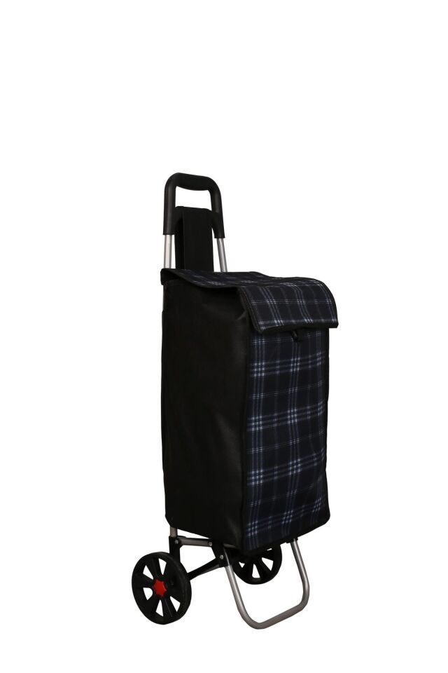 Pazar Arabası Düz Kulp Desenli Çantalı