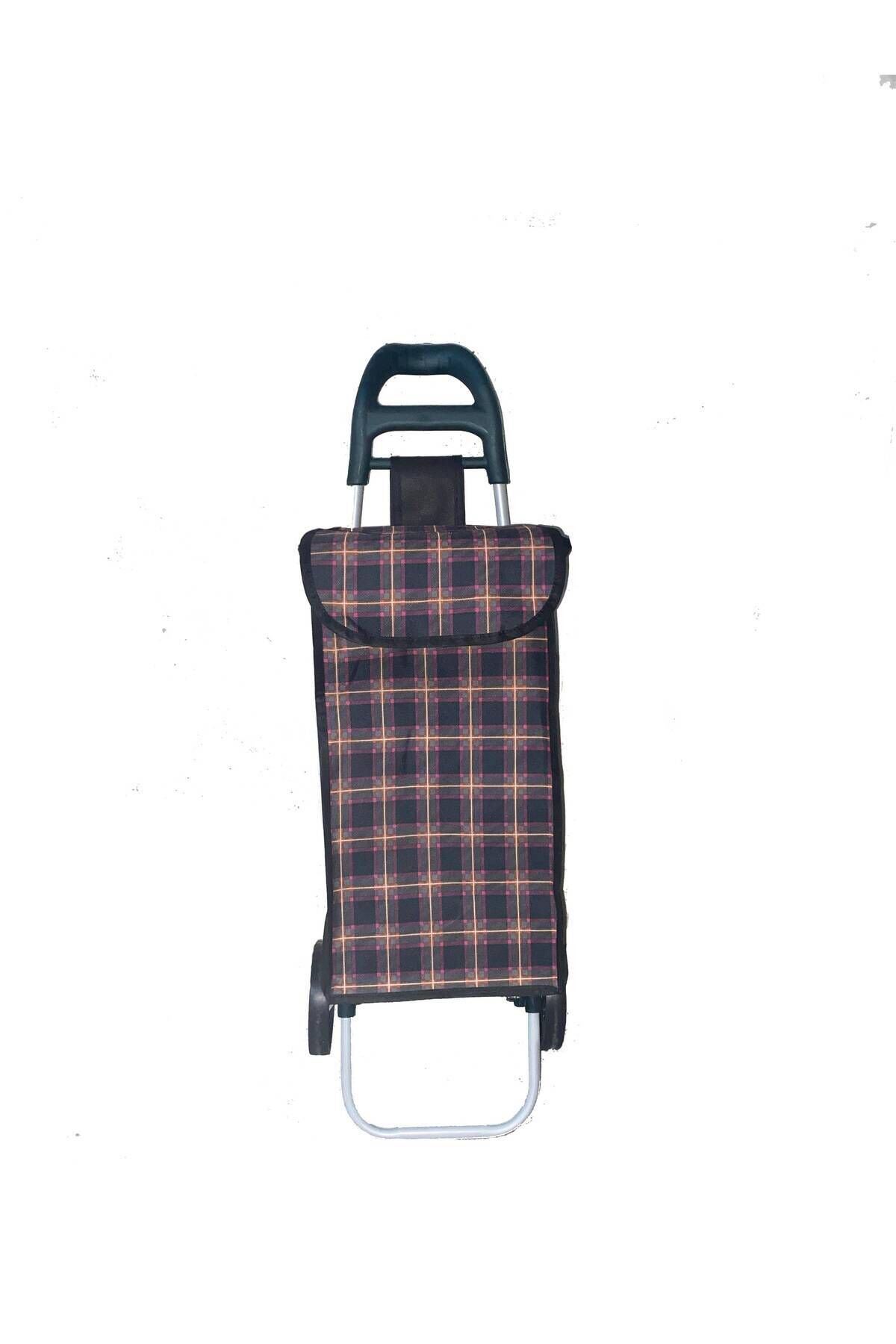 Pazar Arabası Eğri Kulp Desenli Çantalı