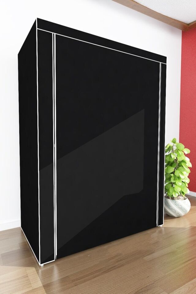 Güçlendirilmiş Çelik Metal Raflı Siyah Yorgan Hurcu Yüklük  Saklama Dolabı