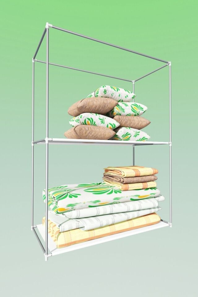 Güçlendirilmiş Çelik Metal Raflı Siyah Yorgan Hurcu Yüklük  Saklama Dolabı