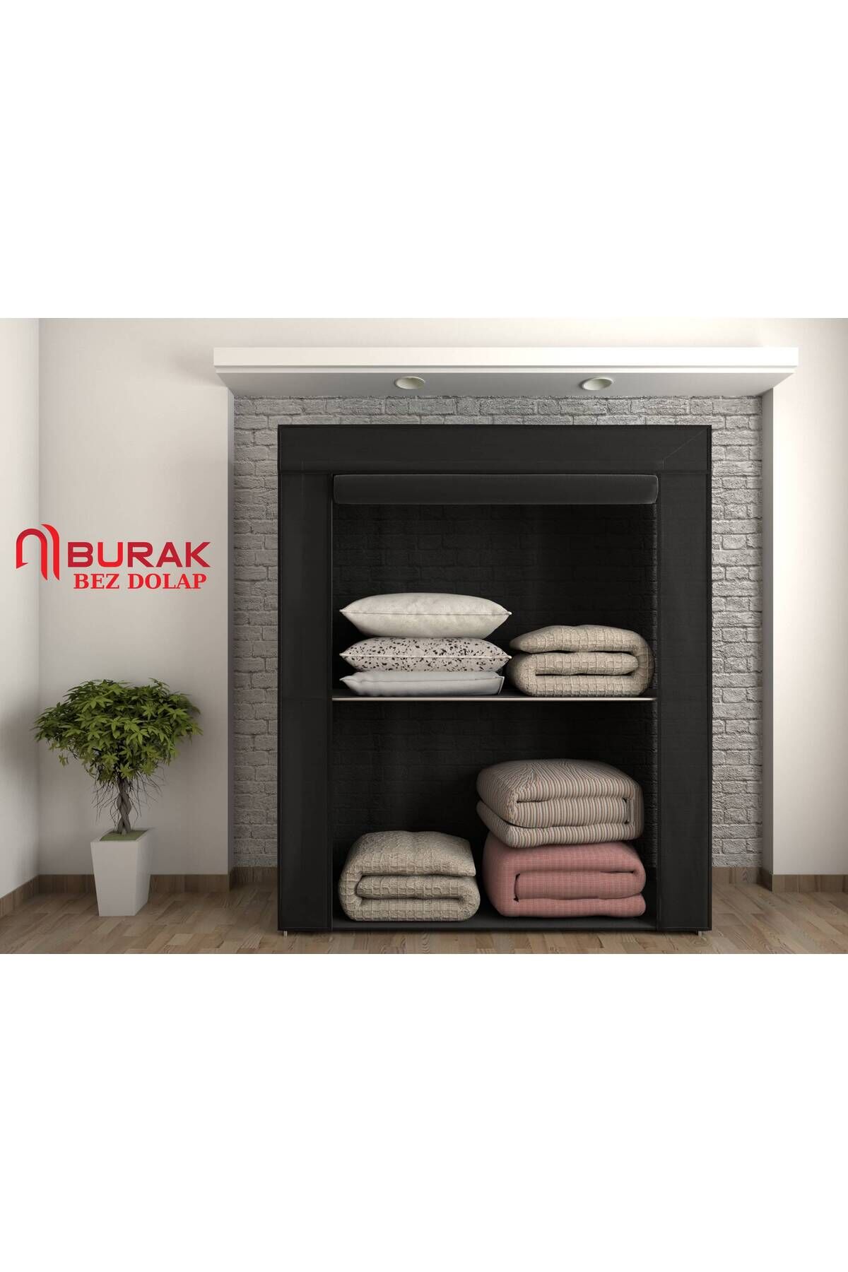 Çelik Profilli Kumaş Raflı Yorgan Hurcu Bez Dolap Yüklük Gardırop