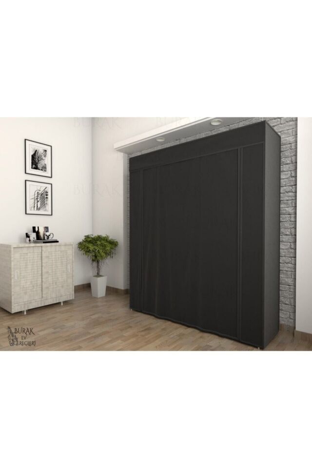 Çelik Borulu Siyah Yorgan Hurcu Bez Dolap Yüklük