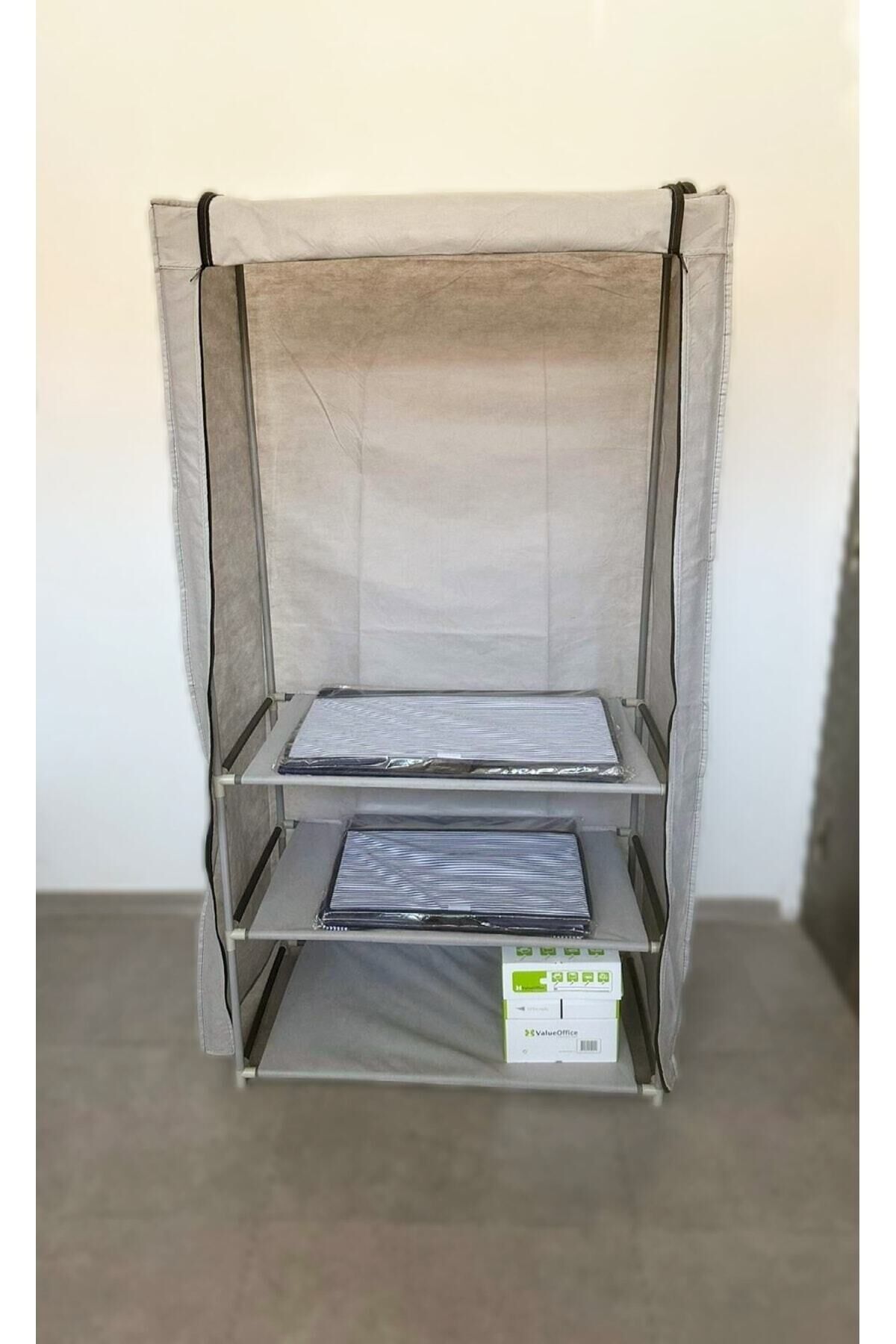 Çok Amaçlı Askılı Portatif Bez Gardrop Gri