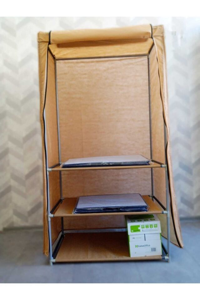 Çok Amaçlı Askılı Portatif Bez Gardırop Bej