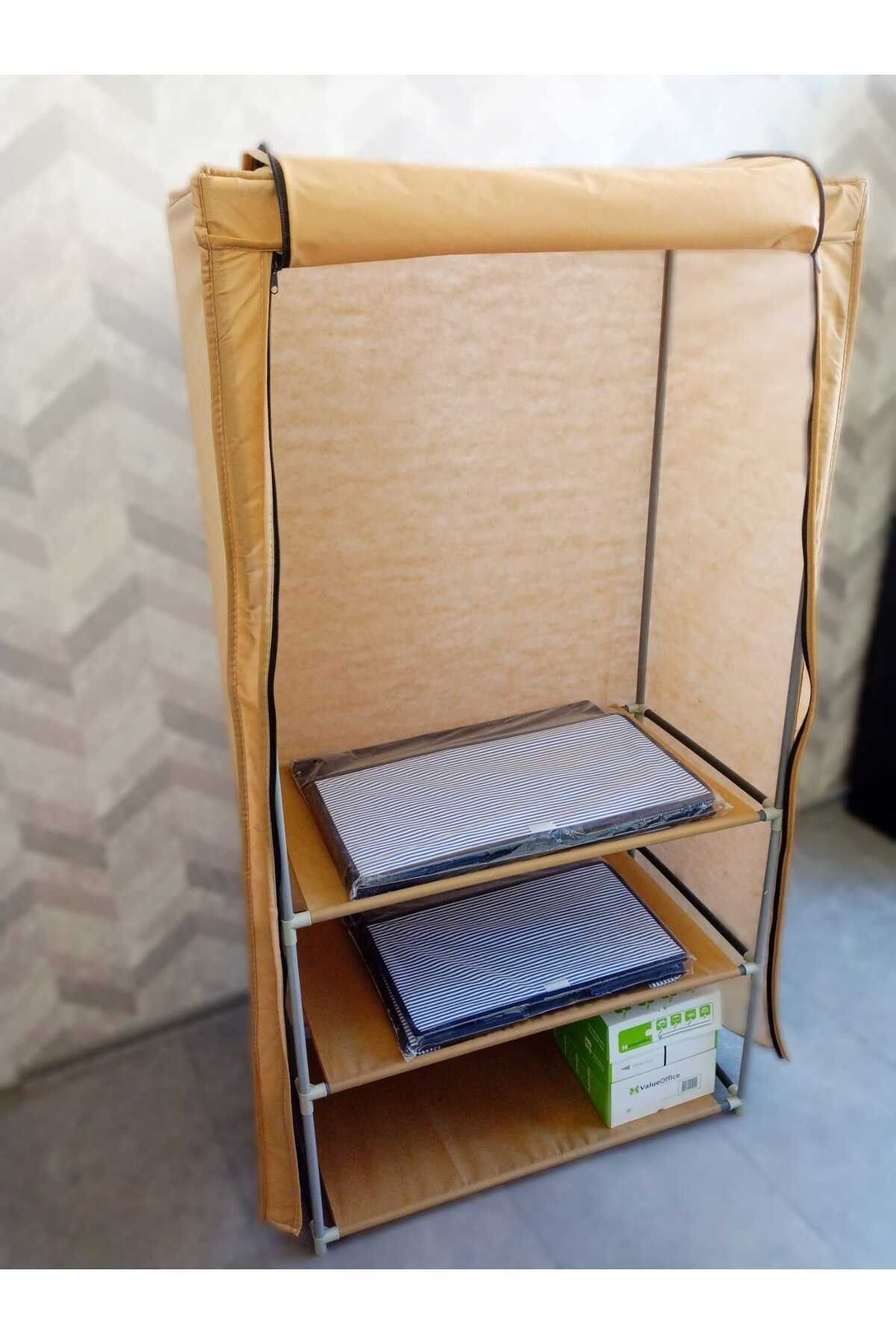 Çok Amaçlı Askılı Portatif Bez Gardırop Bej