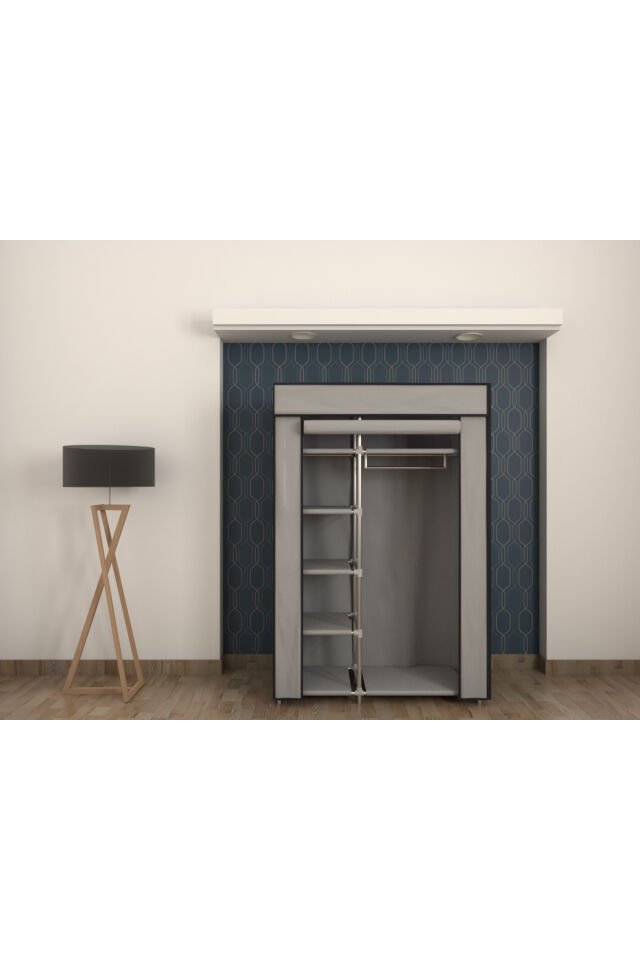 Plastik Profilli Tek Yandan Raflı Bez Dolap Gardırop