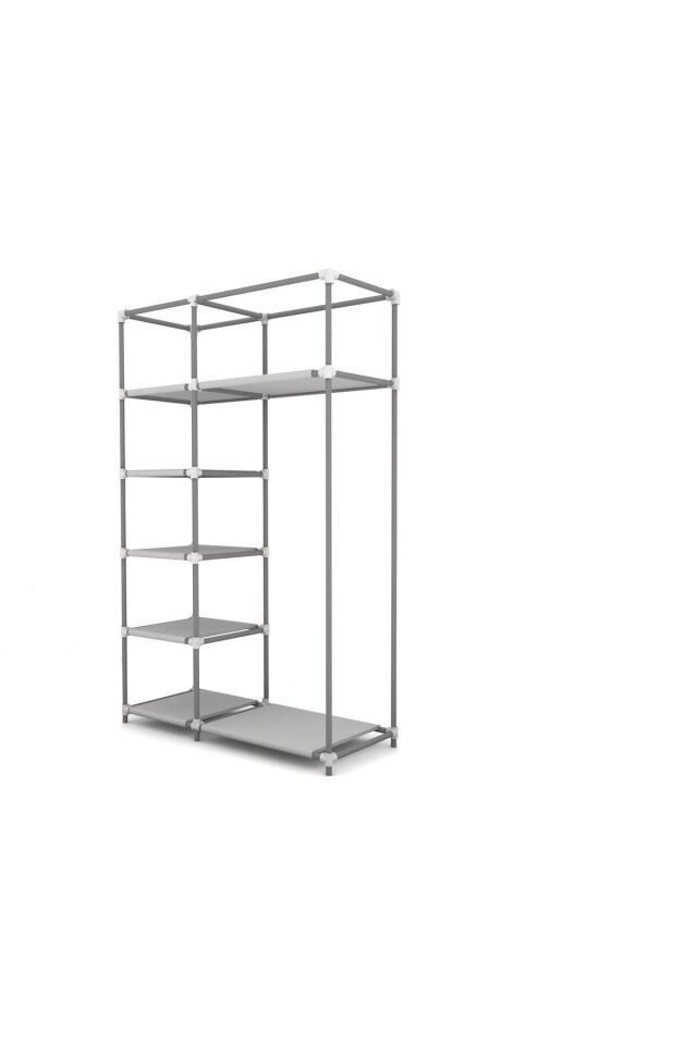 Plastik Profilli Siyah Tek Yandan Raflı Bez Dolap Gardırop