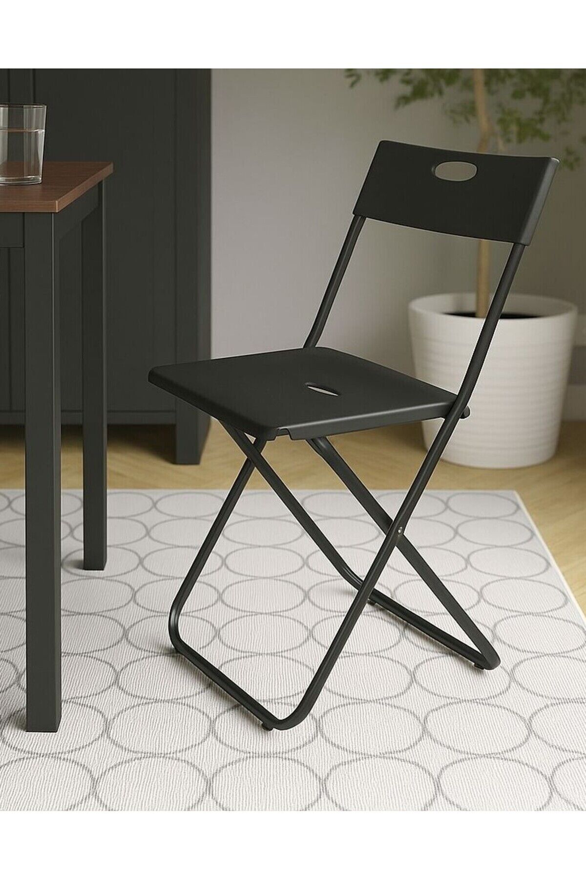 Katlanabilir Mutfak Balkon Sandalyesi Bahçe Otel Restoran Kafe Metal